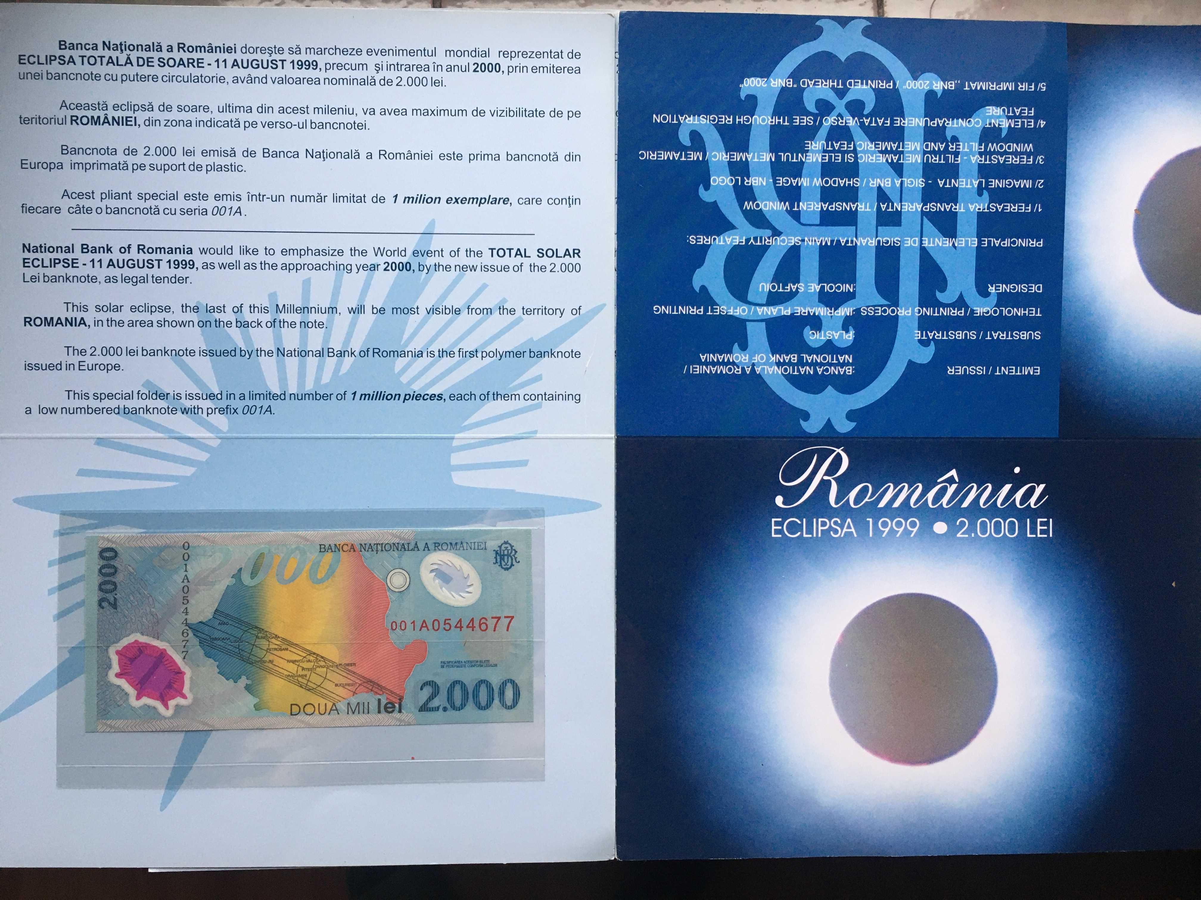 Bancnote Eclipsa 2000 Necirculate serie 001A