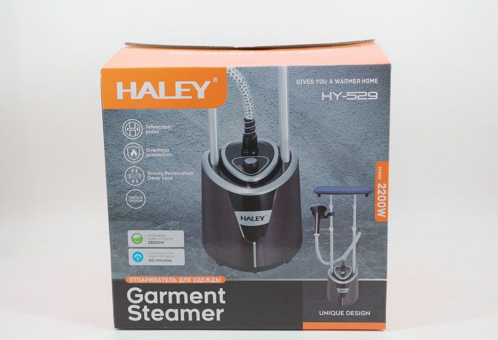 HALEY HY-529 — мощный напольный отпариватель 2200 Вт, бак 2.8 л