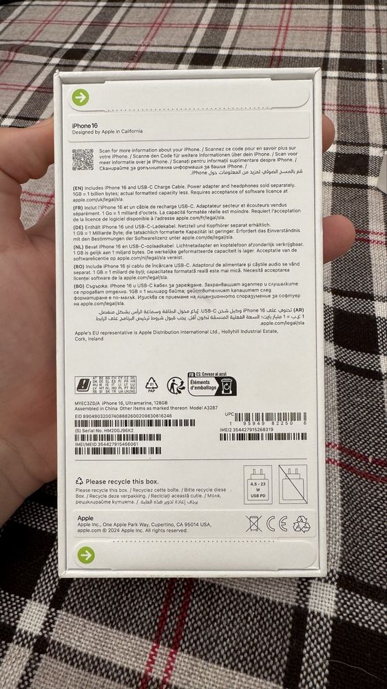 Iphone 16 128GB син Неотворен чисто нов
