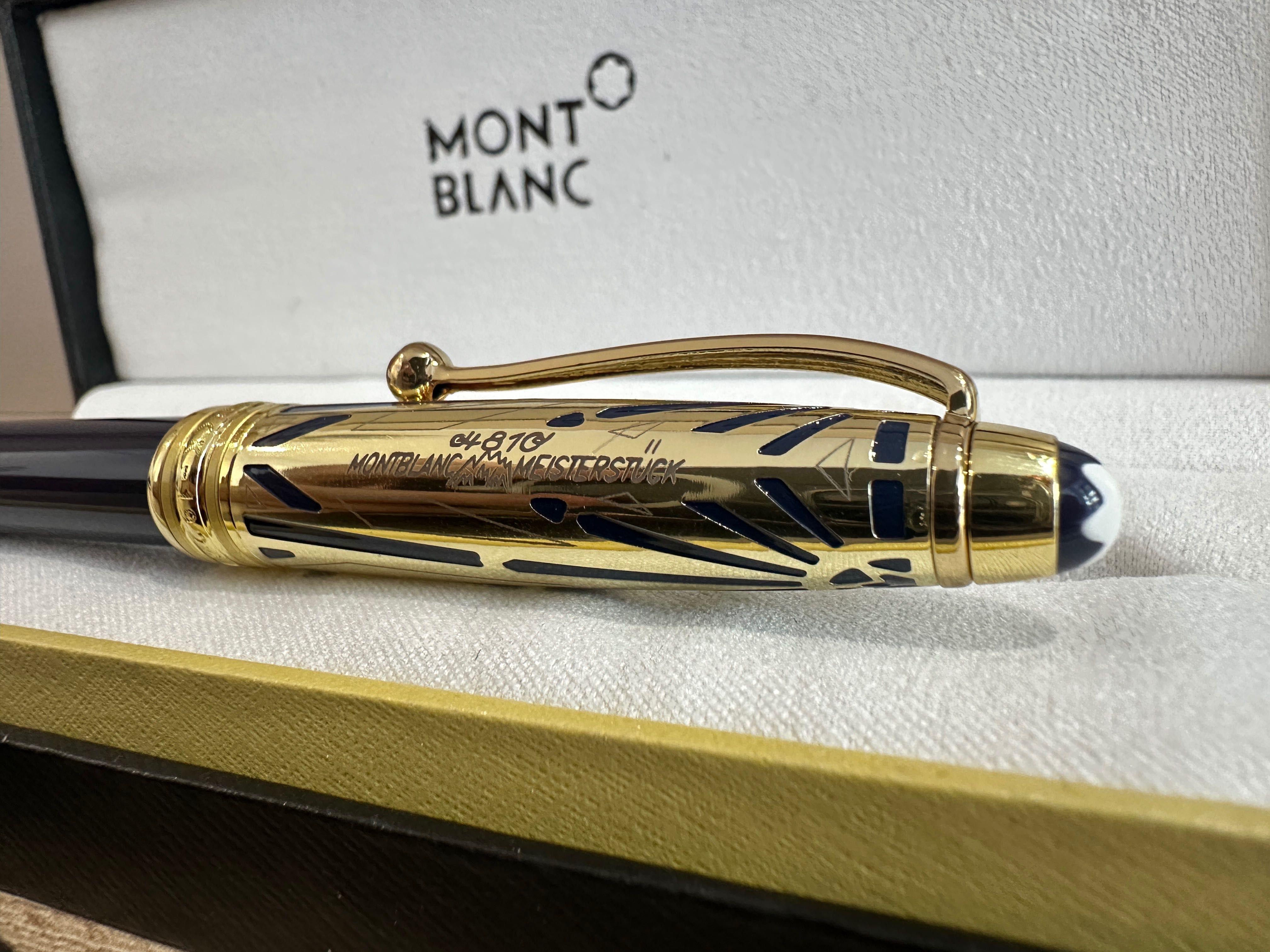Stilou Mont Blanc Meisterstuck fountain pen, reserva/cerneala, auriu
