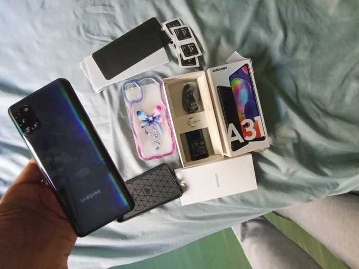 Pachet Complet: Telefon Samsung Galaxy A31 +2 Huse +5 Folii+Incarcator