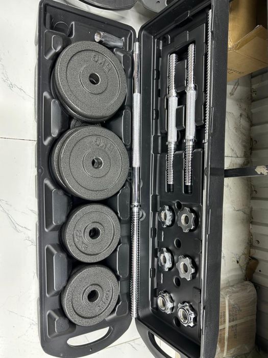 Штанга и гантели 50кг кейс хромированный