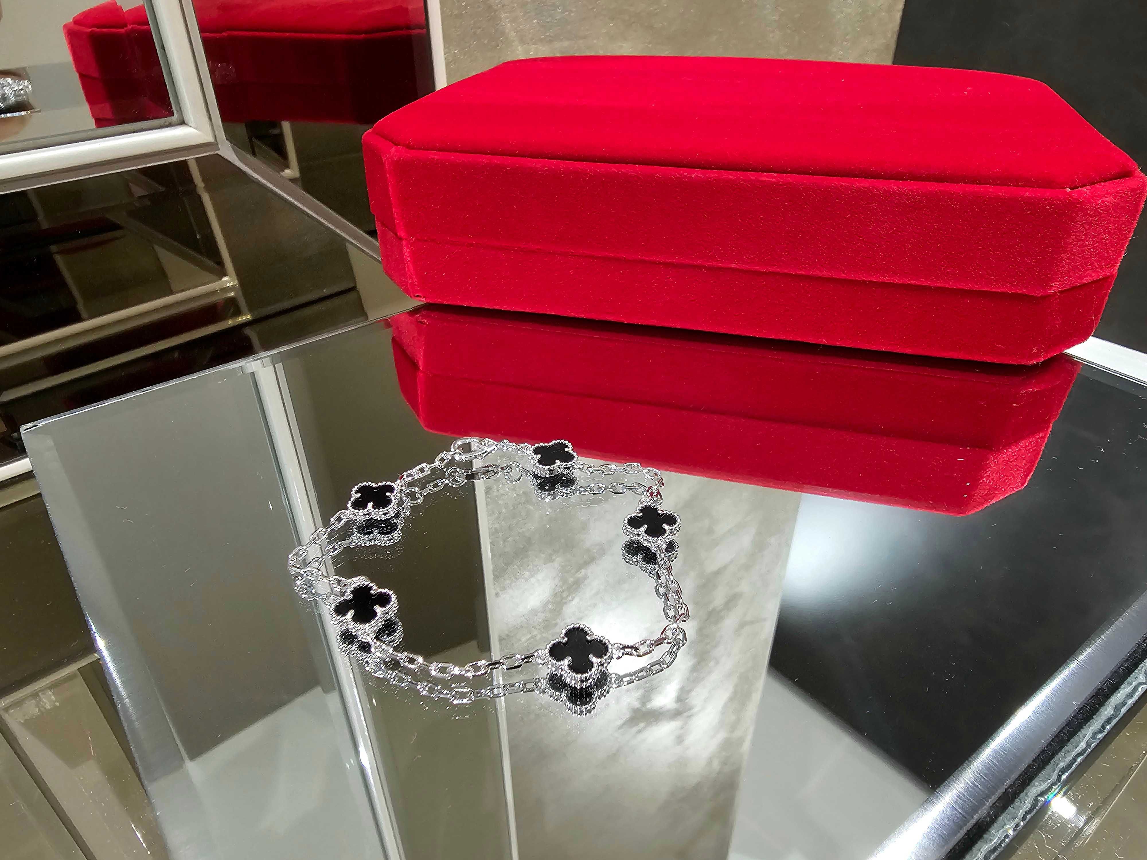 Van Cleef & Arpels VCA Silver Onyx 5 Sweet Alhambra Дамска Гривна