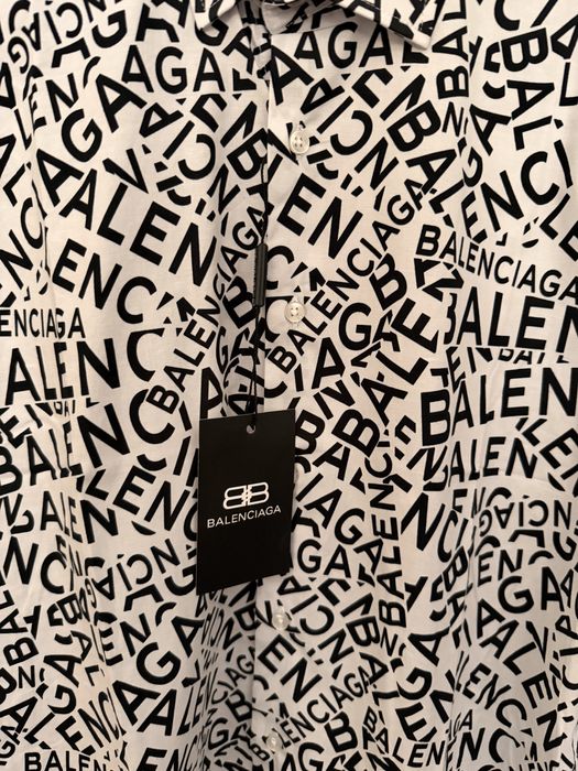 Balenciaga мъжка риза • бял модел със лого • всички размери