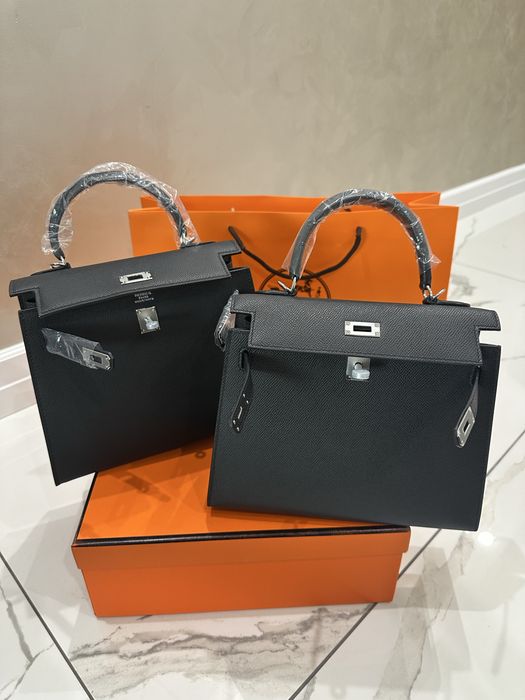 Налична чанта Hermes естествена кожа