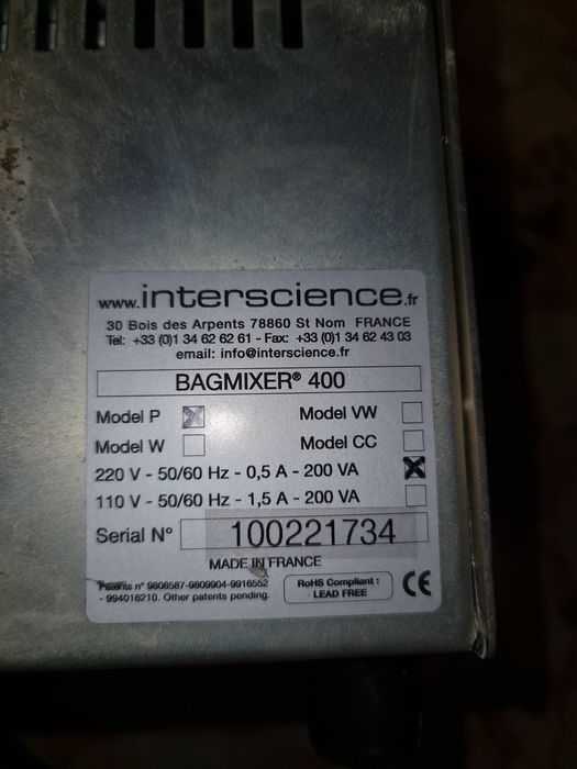 BAGMIXER 400P Blender cu pedale intercsence profesional de laborator