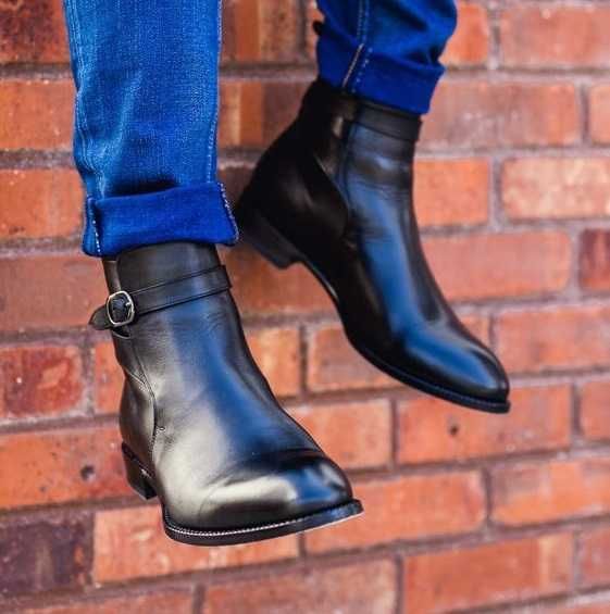 Ghete chelsea 43.5 44 jodhpur Buffalo piele naturala moale negru