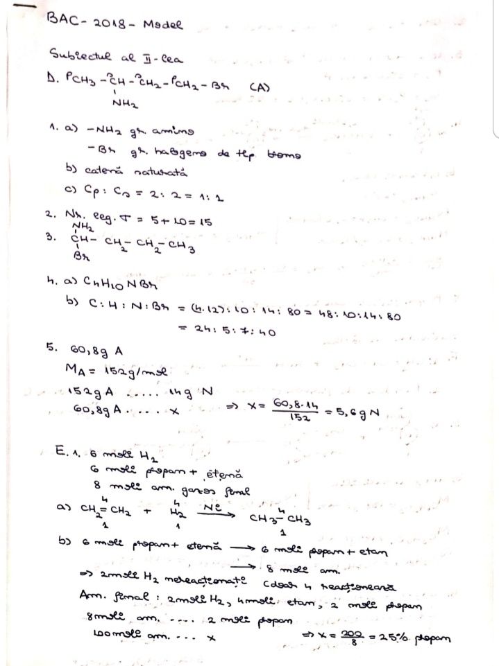 BAC CHIMIE ORGANICA Rezolvarea integrala a subiectelor MEN 2012-2022