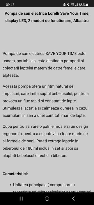 Pompă electrică pentru sâni