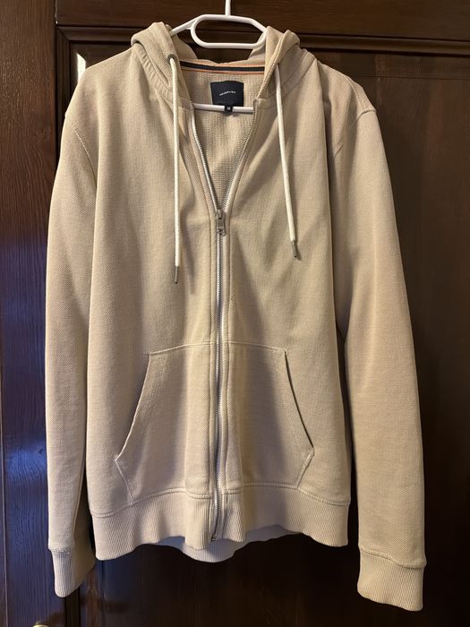 Hanorac Reserved cu glugă si fermoar, mărimea M, bej/crem