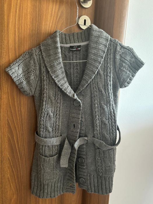 Cardigan cu mânecă scurta gri crash one