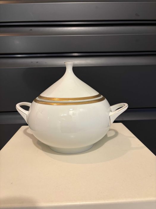 Supieră /terină mare din porțelan, placată cu aur 24K Scherzer Bavaria