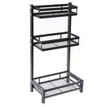 Raft condimente 3 polite, inox negru, etajera bucatarie 60cm