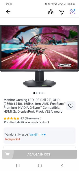 Vand Monitor de 27 inch Led Ips Dell