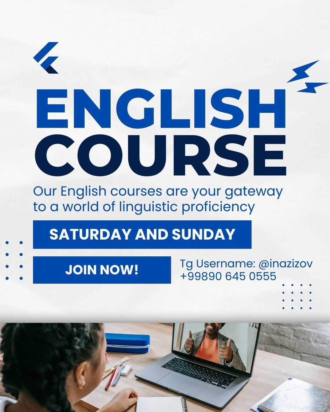 Repetitor English Speaking and Grammar courses. Ingliz tili kursi