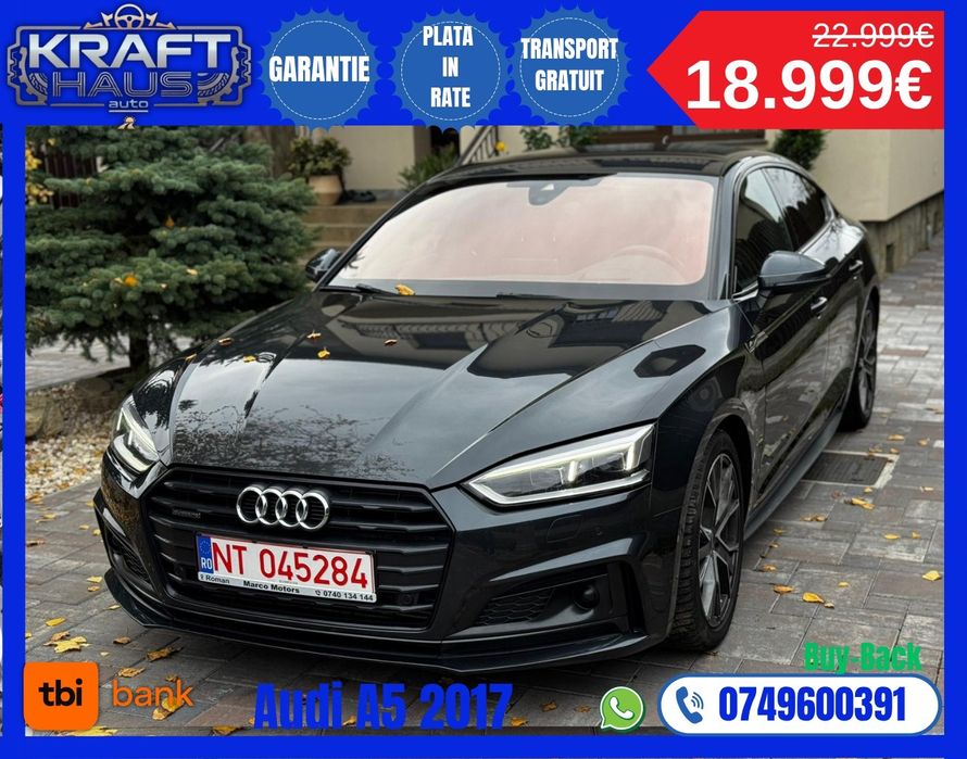 Audi a5 sportback 3.0tdi 286cp quattro rate fără avans