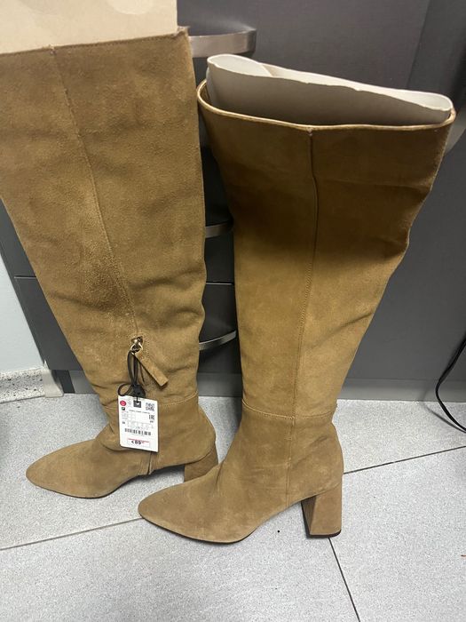 Ботуши Зара Естествен велур