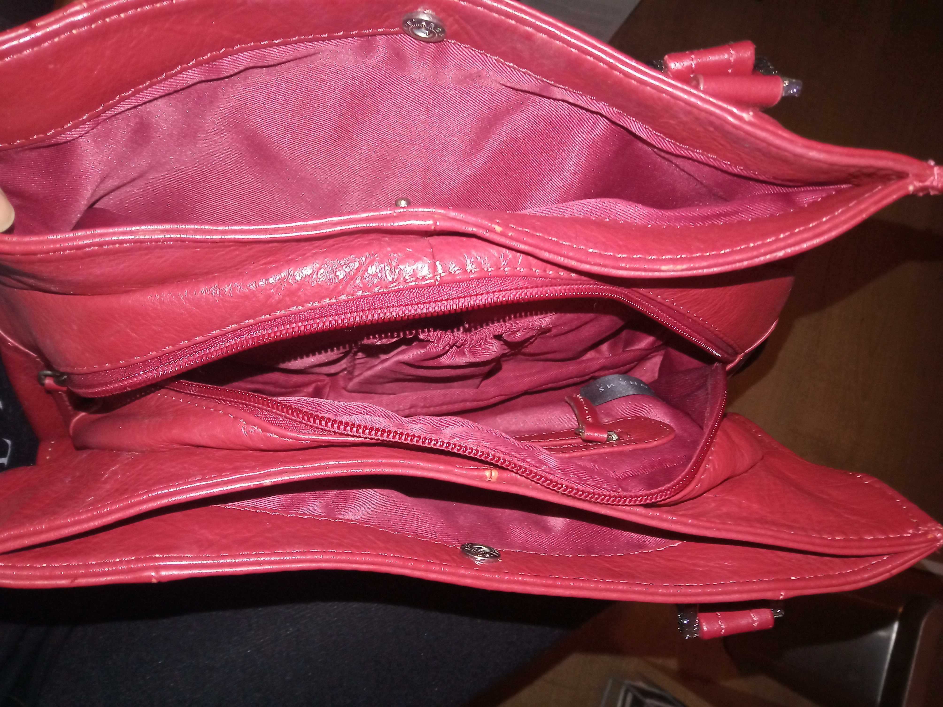 Дамски маркови чанти от естествена кожа, черна, червена