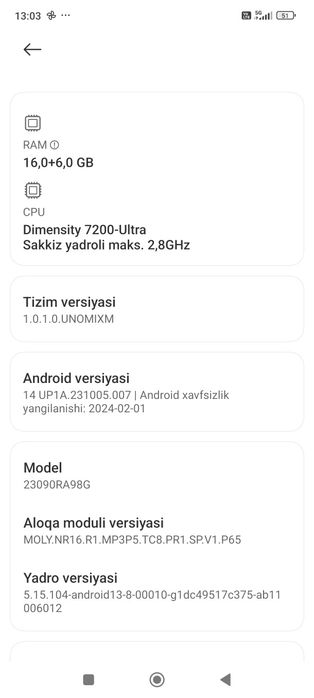 Redmi not 13pro + 16/512