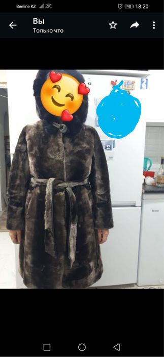 Натуральный мутон шуба сатылад, бір қыс киілген) жып жылы,