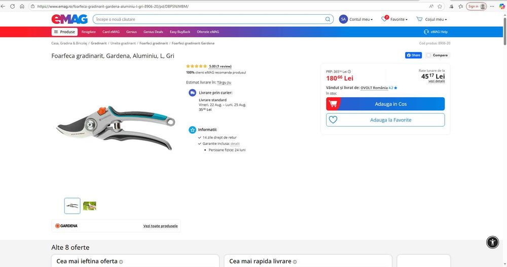 Foarfeca Gardena 8906 foarfeca gradina , vie , pomi