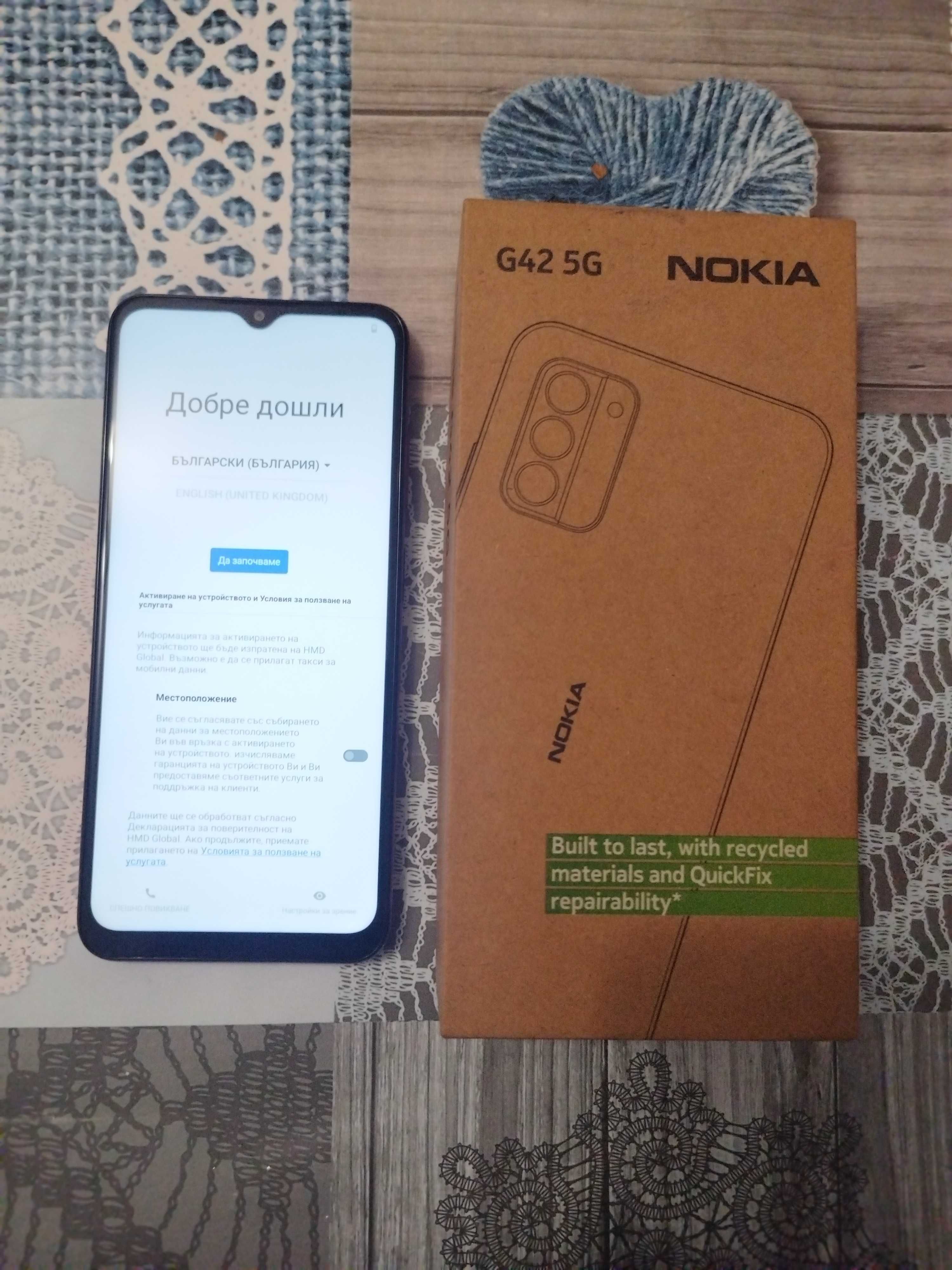 Продавам чисто нов телефон Nokia G42 5g+ подарък безжични слушалки