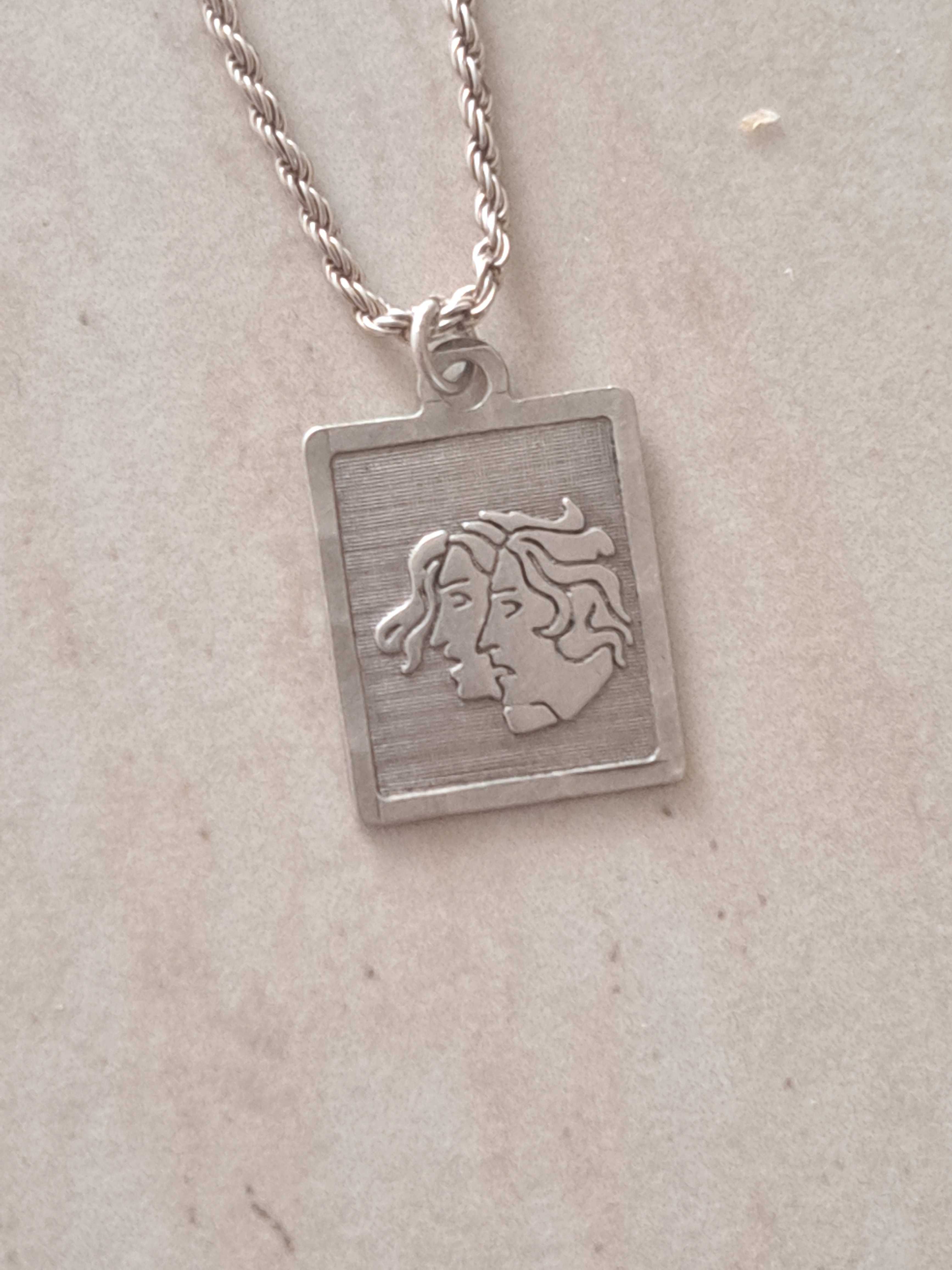 Lăntisor argint vechi cu medalion zodia gemeni