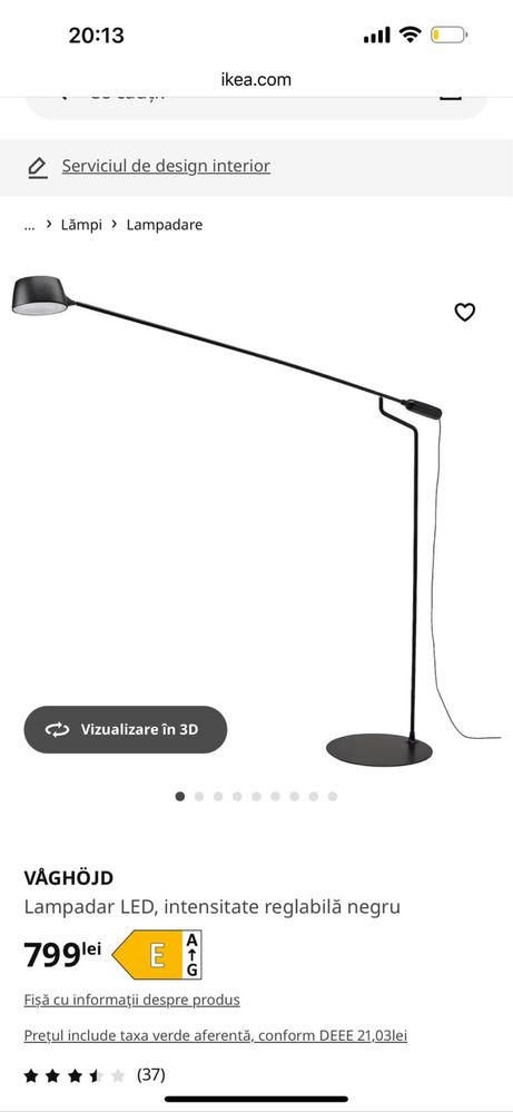 lampadar VÅGHÖJD (ikea), nou, in cutie