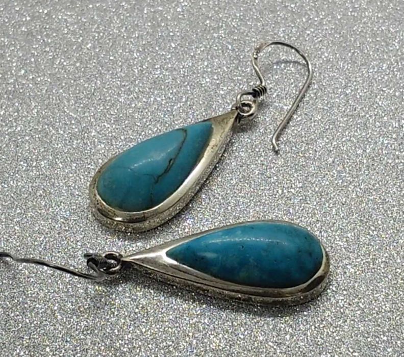 Cercei argint cu howlit albastru – model picătură