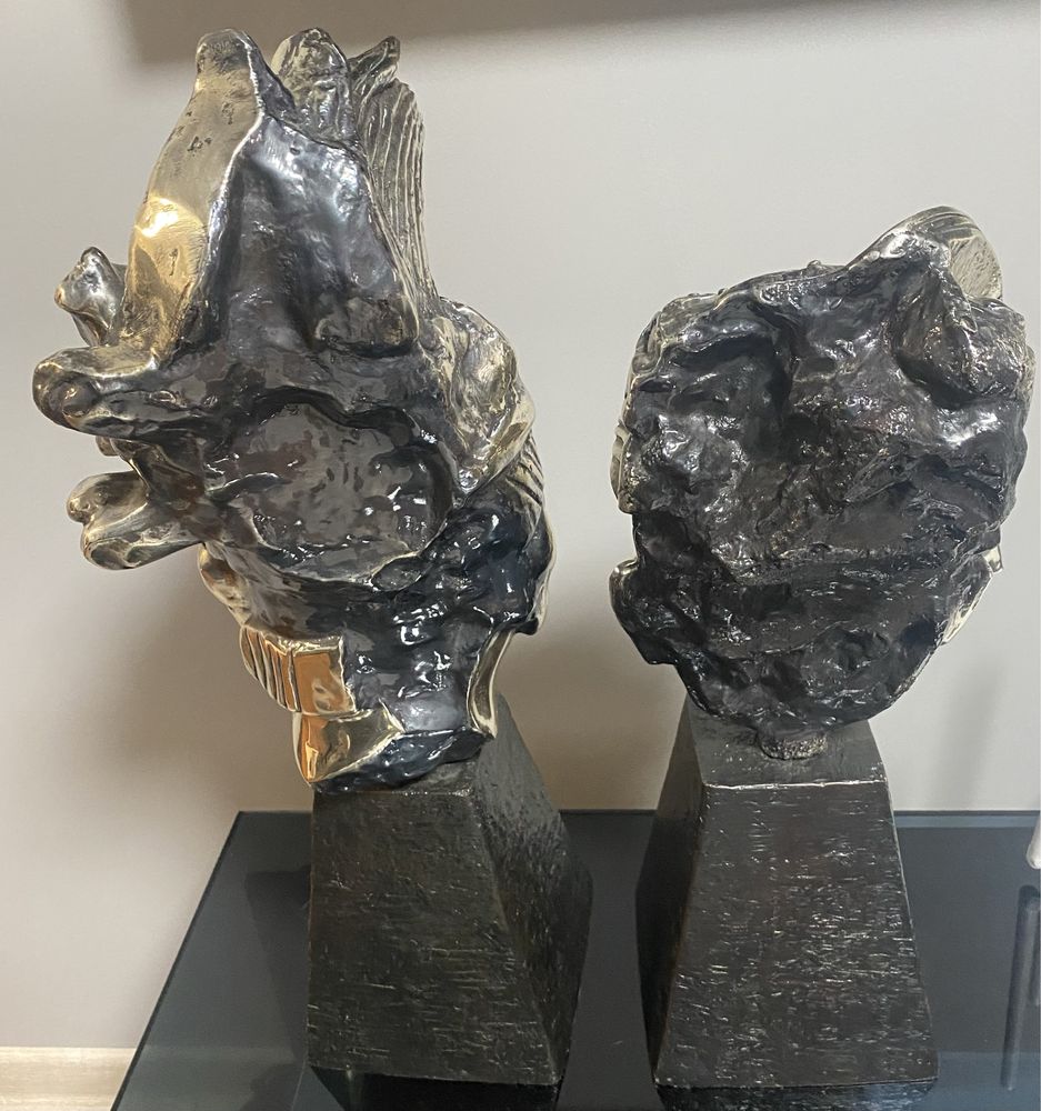 Statuete cap Pakal semnate D Argenta -placate f gros cu argint Ocazie!