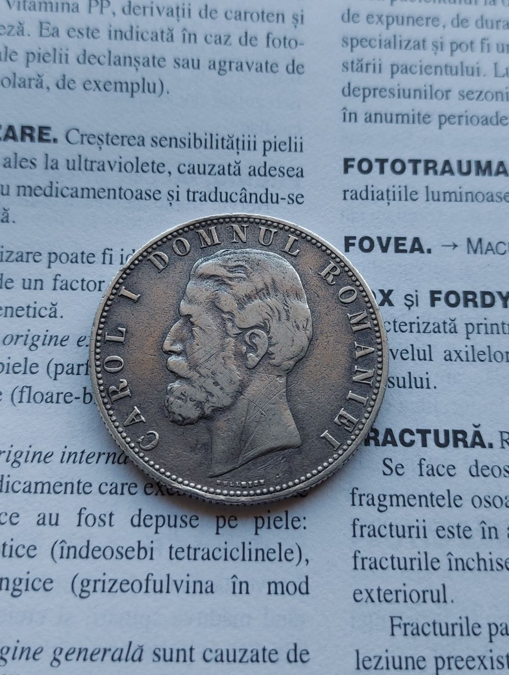Moneda veche,argint, 5 lei 1880,Carol 1