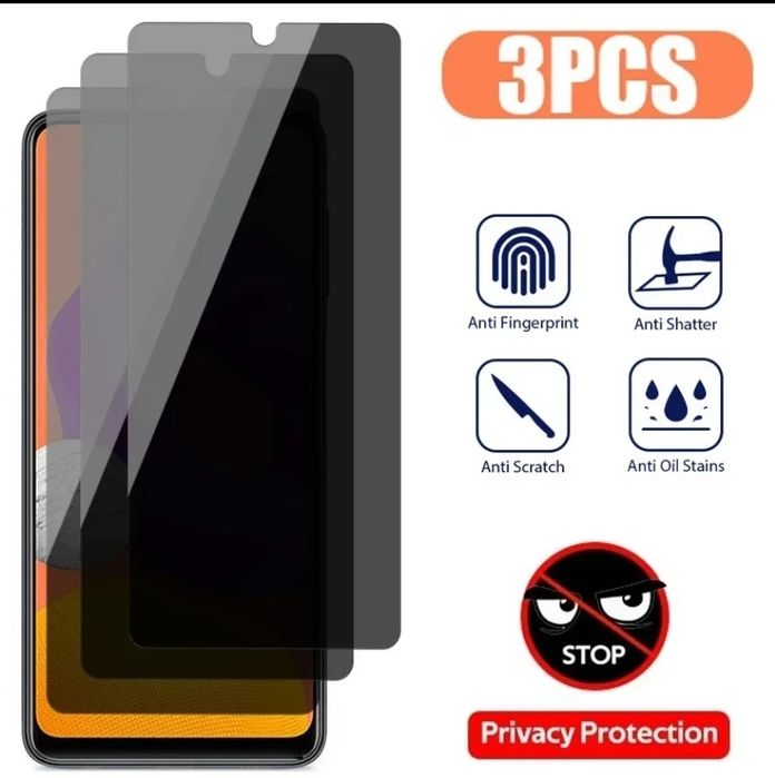Vând 3 folii de sticlă protecție privacy samsung a71