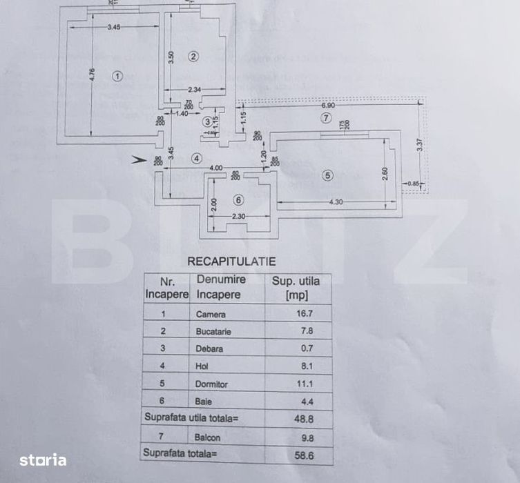 Apartament 2 camere 59 mp - balcon mare Dacia