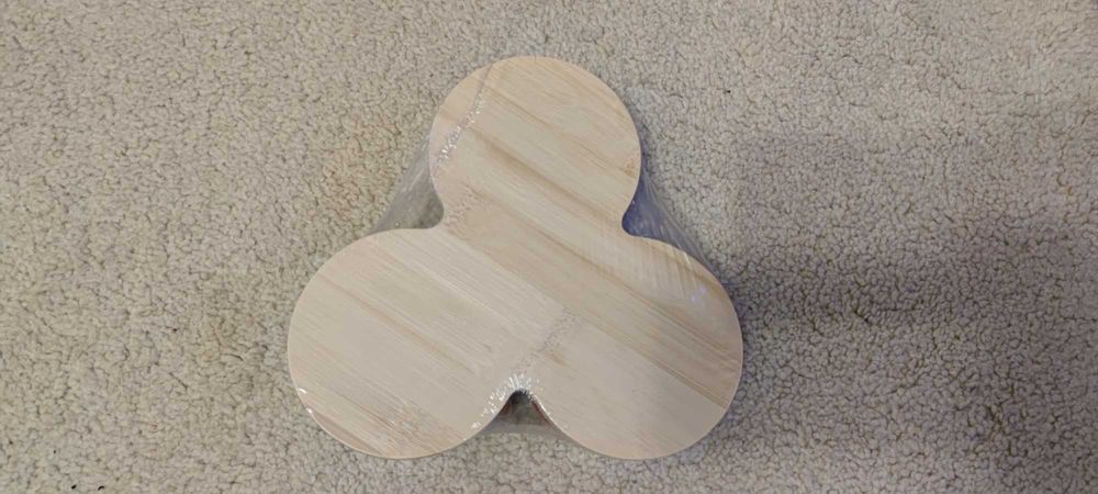 Set servire 4 piese platou bambus 3 boluri portelan Craciun sigilat