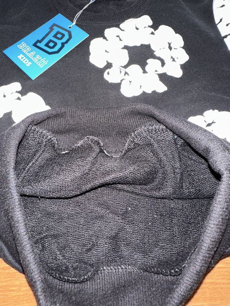 Детски,памучен екип Denim Tears в черно с бяло