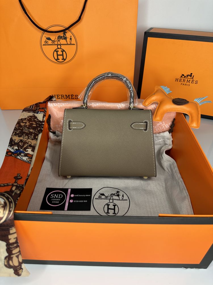 Geanta de lux HERMES Kelly mini 19 20 cm piele naturala 100% cadou