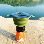 Oală pliabilă pentru camping în aer liber.