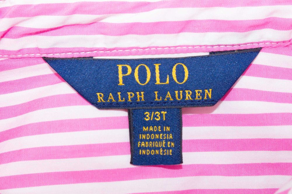Polo Ralph Lauren оригинална детска рокля розово бяло райе с колан 3 г