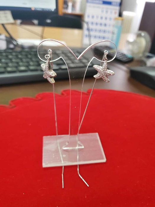 AG21, cercei argint 925,noi/marcati,stelute de mare, zirconii