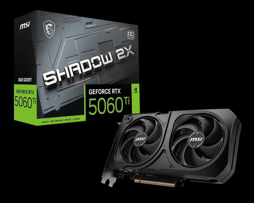 Видеокарта MSI GeForce RTX 5060 Ti 8G SHADOW 2X OC PLUS, 8Gb GDDR7