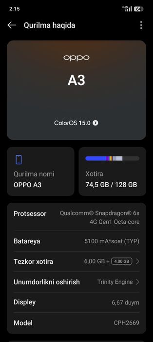 Oppo A3 6/128 Gb