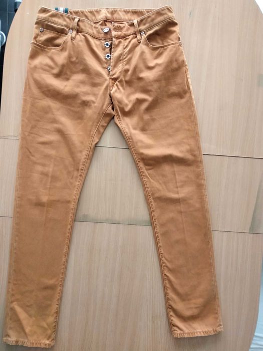 Blugi barbati mustar - caramiziu M Model deosebit relax slim