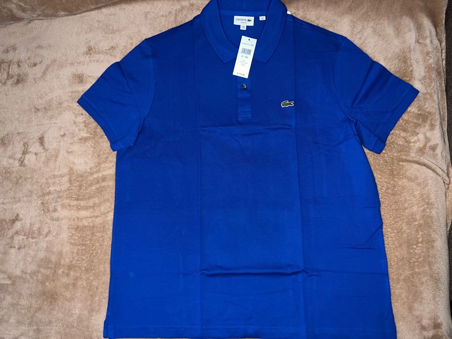 Поло Lacoste синего цвета, размер XXXL.