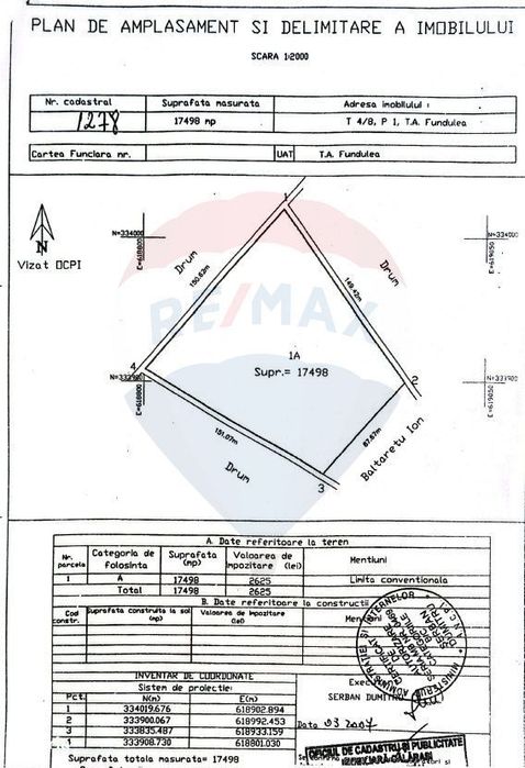 Teren intravilan - 17.500 mp - Gostilele Fundulea