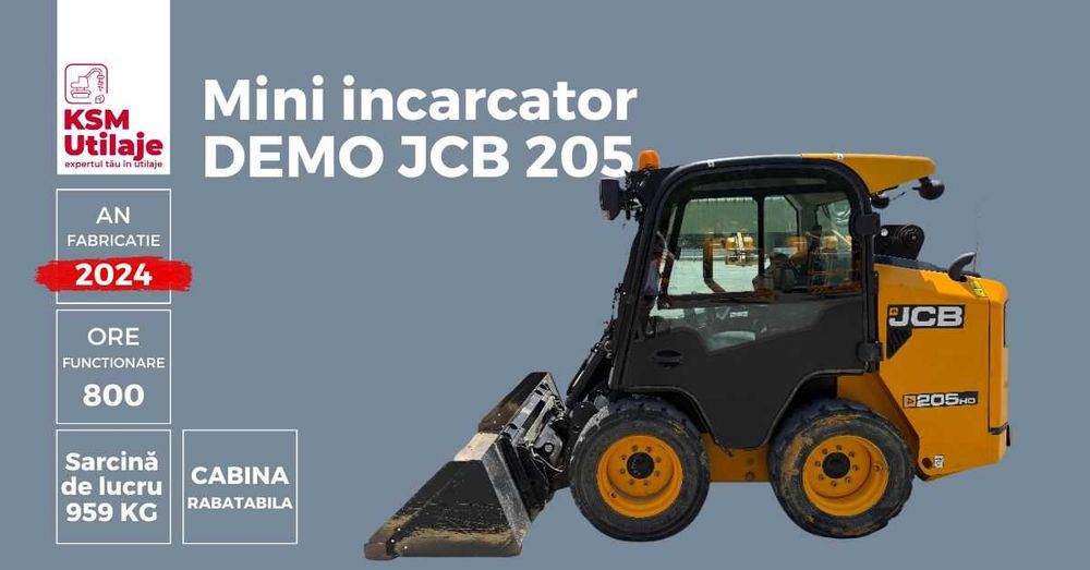 Mini Încărcător JCB Powerboom 205 DEMO 2024 | 800h | Ușă Laterală