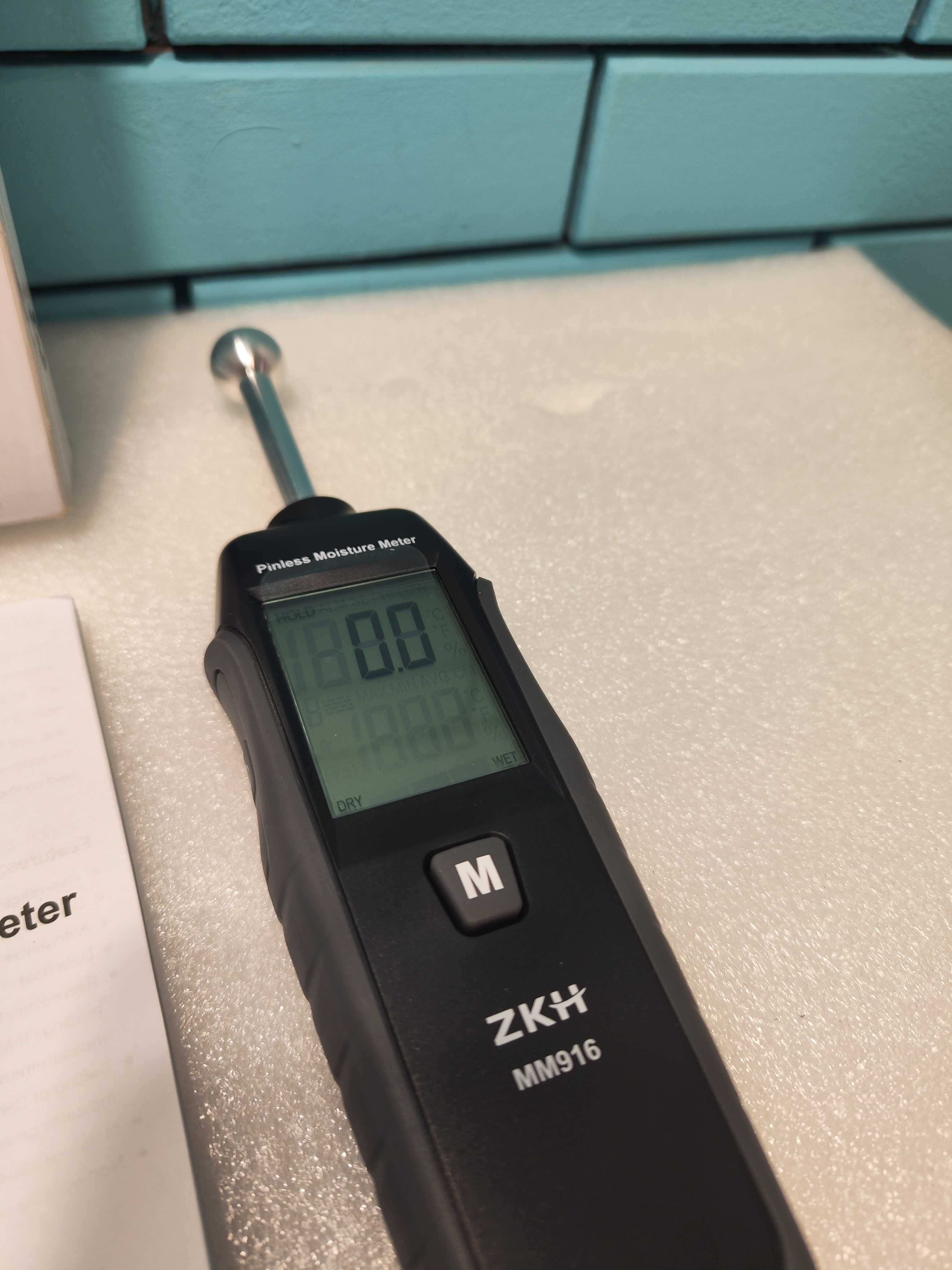 ZKH Влагомер за стени с монтаж, 20-40 мм, MAX/MIN/AVG, Черен