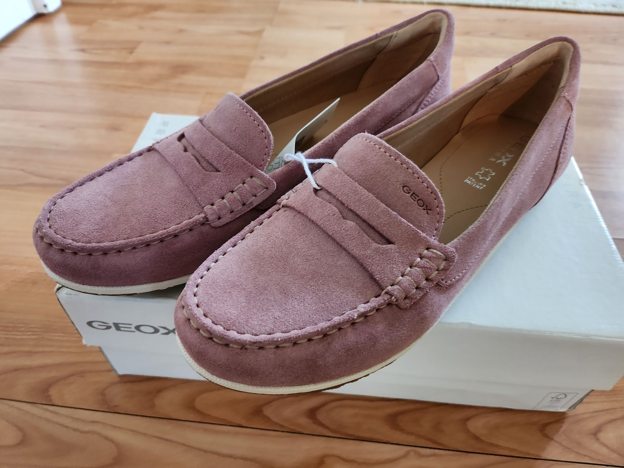 Pantofi loafer Geox, de piele intoarsa cu logo, Noi, nr 39