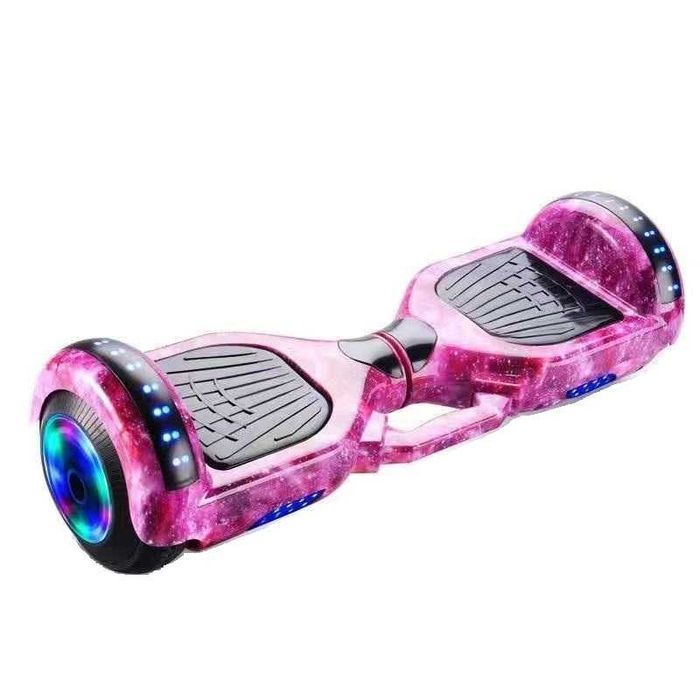hoverboard Auto Balance lumini LED pe roti telecomanda, bluetooth Roz