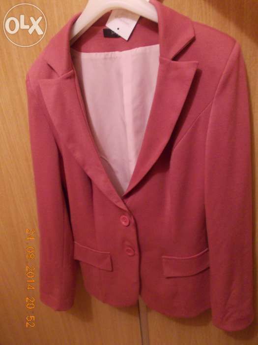 sacou dama ,culori alb si roz, marime m-l