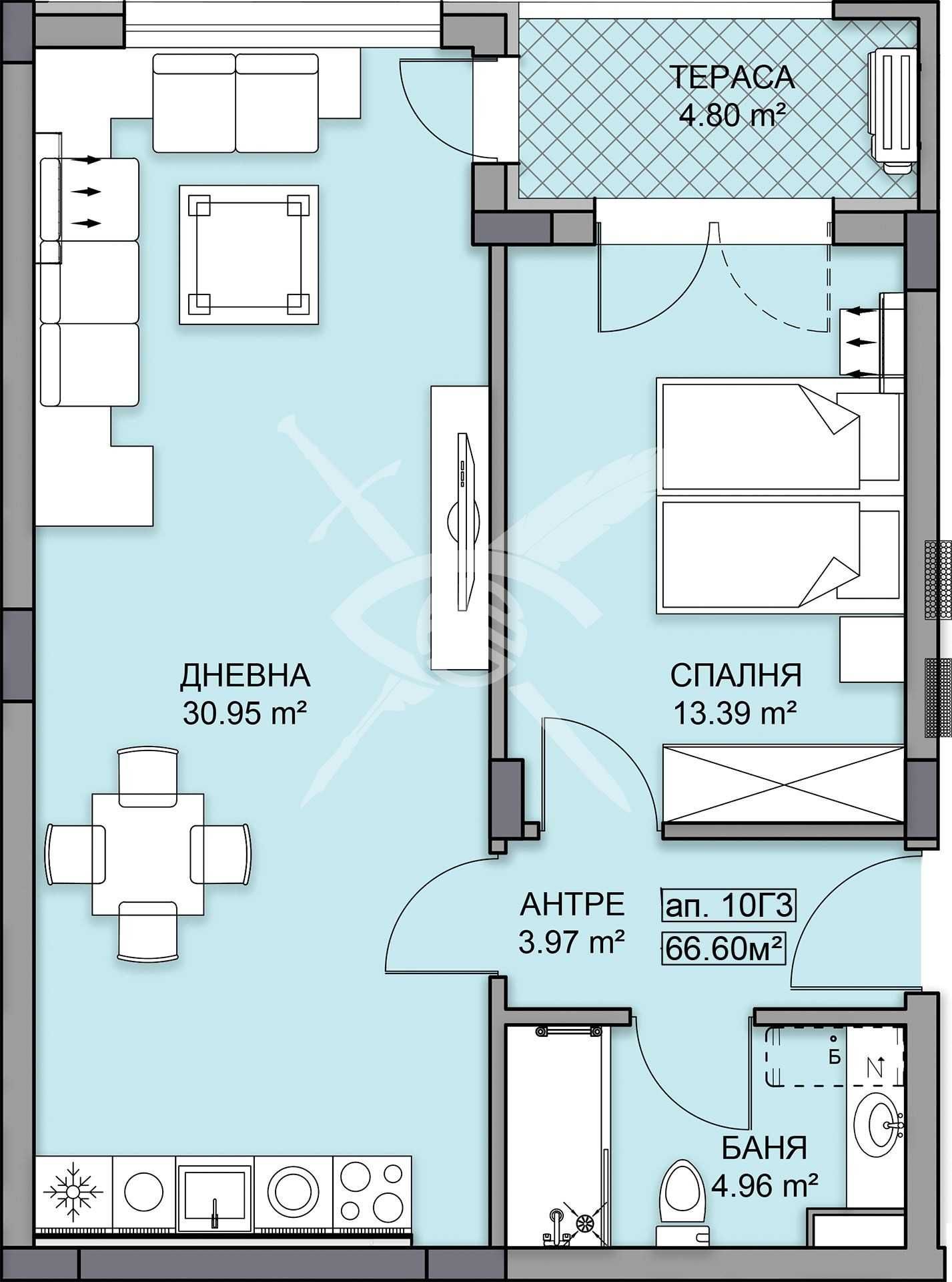 Двустаен апартамент Кършияка 521-18315